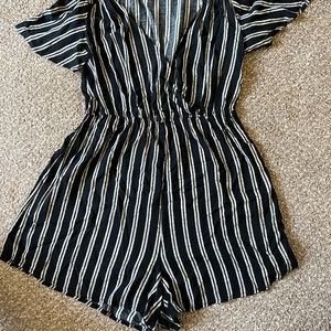 Women’s black & white striped romper
